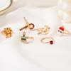 6pcs/Set Dripping Oil Enamel Santa Claus Ring Christmas Tree Xmas Jewelry Ornaments  Women