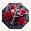 1pc Heart with Crown and Roses Umbrella with Plastic Handle,Suitable for All Seasons Home Travel Outdoor UmbrellaB1904