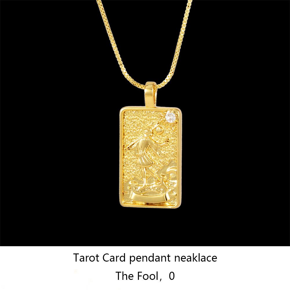 Nordic Solomon Tarot Card Necklace: Trendy Punk Hip Hop Style with Diamond Square Choker for Men and Women