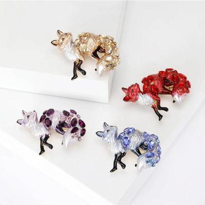 Rhinestone Fox Brooch Exquisite Enamel Craft Sparkling Suitable For Cheongsam Parties Weddings Daily Wear