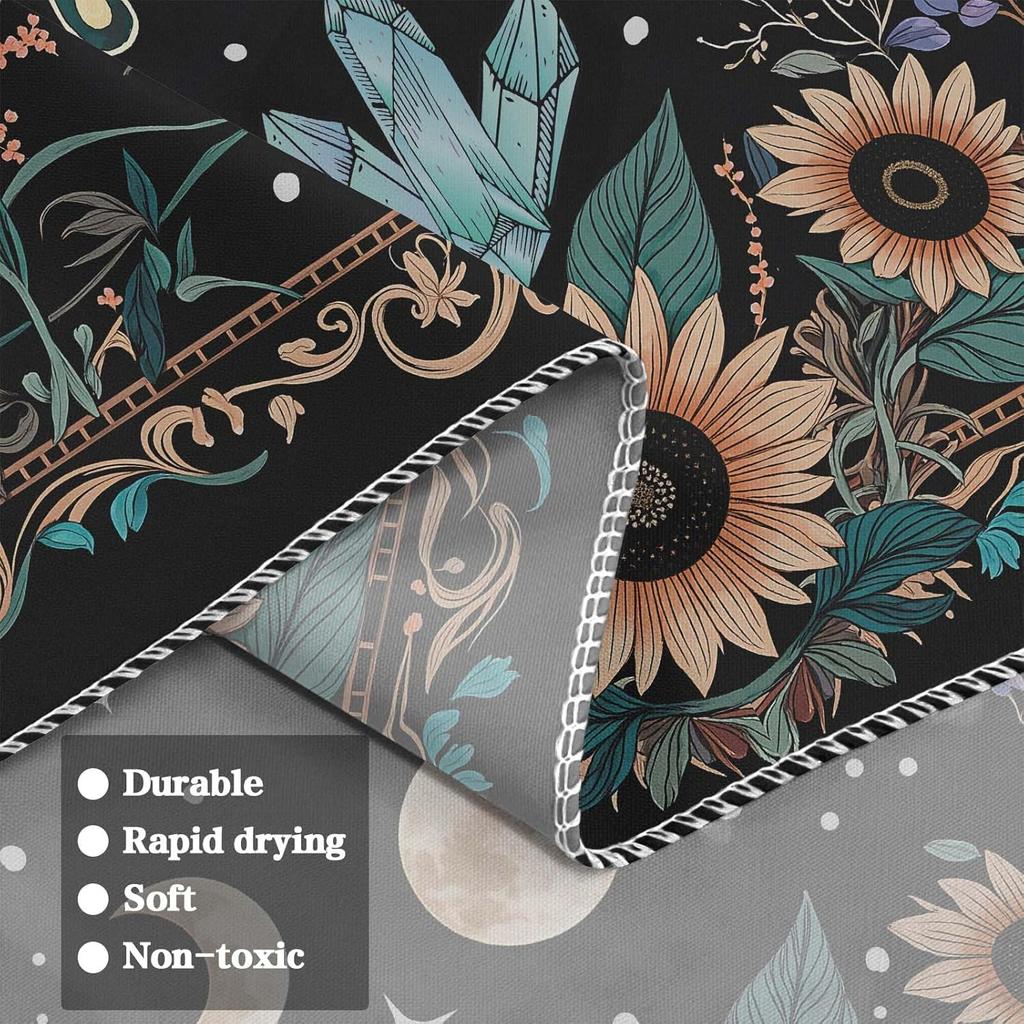 Faxdong Boho Green Butterfly Tapestry, Aesthetic Triple Moon and Sunflowers Crystal Tapestries, Moth Mystic Decor for Bedroom Living Room
