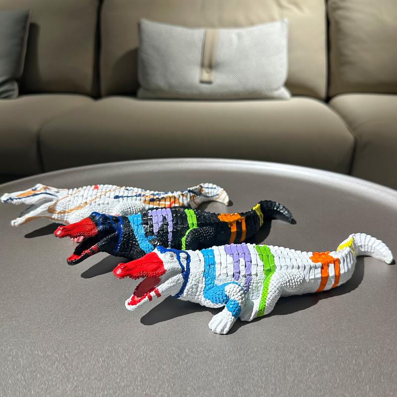 Colorful Resin Crocodile Ornament for Living Room or Office Decor