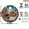 Holiday Metal Tin Sign with Santa Claus Snowy Cabin Scene for Christmas Decoration