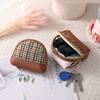 Layers Zipper with Key Chain Mini Houndstooth Wallet Women Coin Purse Card Holders Leather Bag