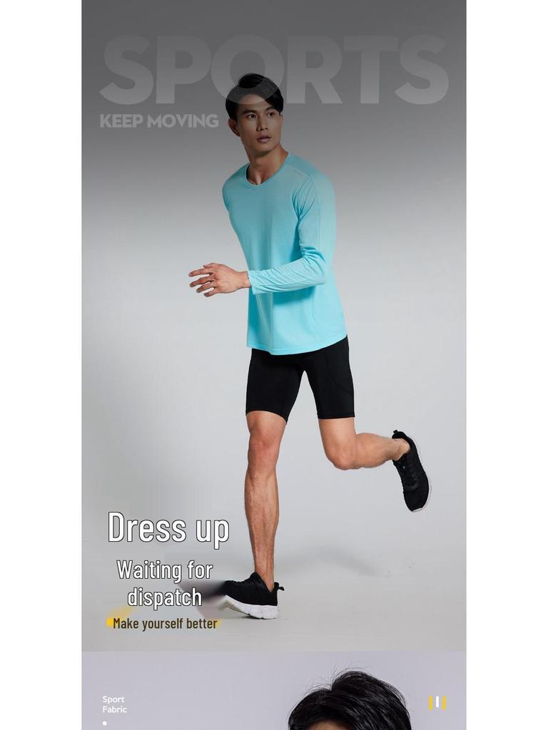 Herren Schnelltrocknendes Langarm-Laufshirt - Herbst Rundhals Fitness-Top