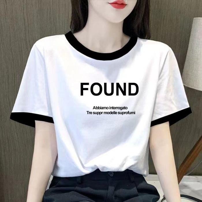 

Cotton short-sleeved T-shirt women s summer large-size women s clothing 2025 new high-end thin top M белый