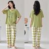 Summer short-sleeved fresh plaid pants simple casual pajamas women's breathable loose loungewear set