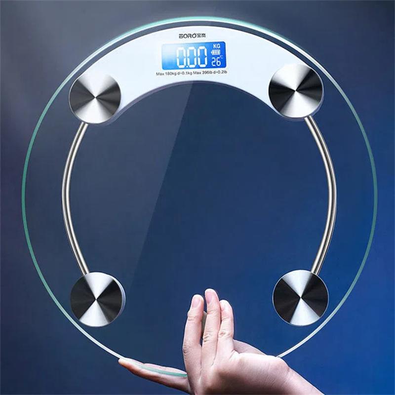 Transparente Runde Digitale Waage Körpergewichtswaage Boden Elektronische Waagen Smart LCD Badezimmerwaagen Balança 180kg Waage