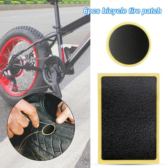 6Pcs Bike Tire Patches No-glue Quick Drying Smooth Surface Rubber Strong Adhesive Tyre