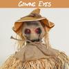 Halloween Decorations Animatronic Scary Sitting Scarecrow with Spooky Sound Glowing Eyes Props Decor for Home Party Indoor Porch Yard Decoration