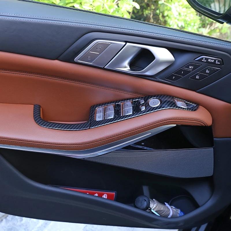 Bilfönsterglas Hiss Strömbrytare Knapp Kontrollpanel Ram Skydd Trim För BMW X5 G05 X7 G07 -2022 Auto Interiörtillbehör
