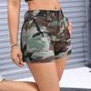 European & American Women's Camouflage Denim Shorts, Casual Comfort with Half Elastic Waistband for Summer.