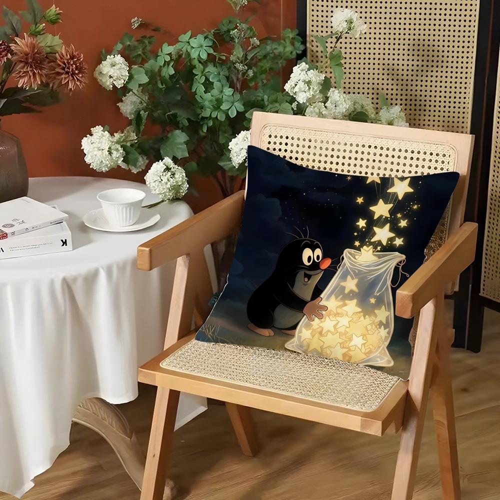 Cartoon The LLittle Mole Cushion Cover Silky Short Plush Invisible Zipper Dustproof Sofa Pillow Case for Home Decor