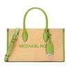 Michael Kors Bolso de mano tejido con diseño de bordado de letra Mirella de polipropileno y poliéster y algodón, mediano, para mujer, verde