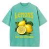 Green Planted Lemons Prints Washed TShirt Womens Cotton Oversized Tops Comfortable Distressed ONeck Streetwear Summer Clothes