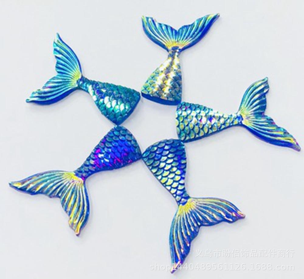 5pcs/set DIY Resin Plated Bottom AB Mermaid Tail Earrings Necklace Bracelet Clothes Decoration Accessories