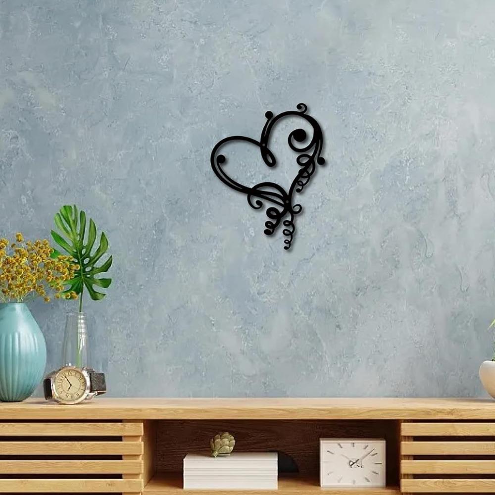 Metal Heart Wall Decor Iron Art Scroll Vintage Hanging Indoor Outdoor Gift