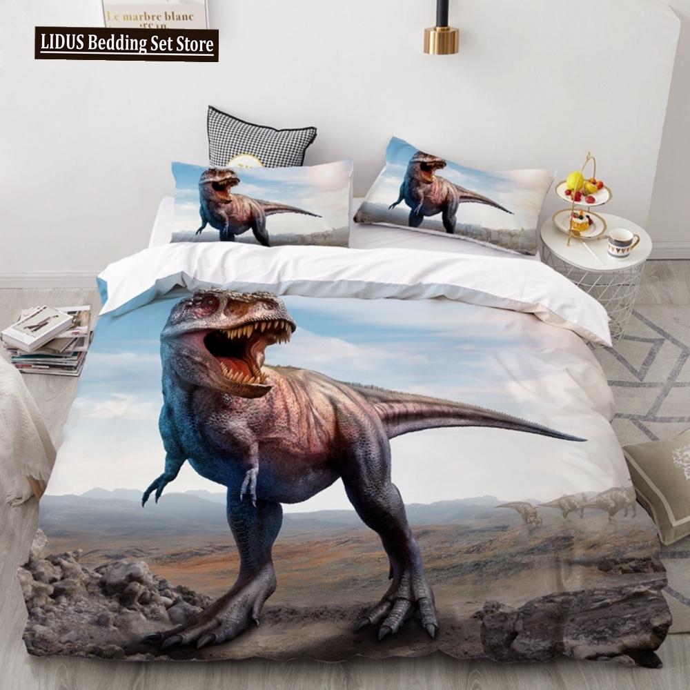 3D Dinosaur Duvet Cover Set Queen Size For Boys Dinosaur Bedding Set T-Rex Dinosaur Comforter Cover Bed Set Home Decor For Teens