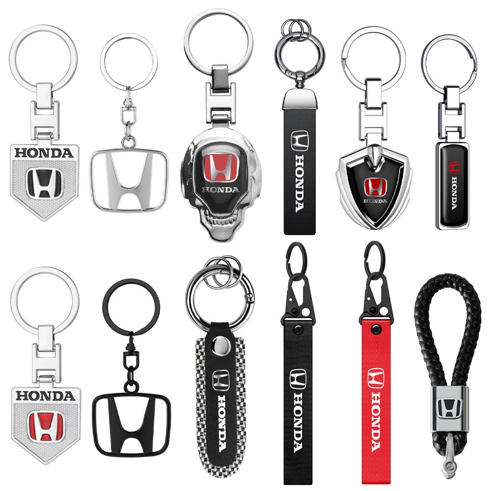 3D Metal Leather Car Emblem Key Chain Keyring Pendants Accessories For Honda Civic 10th 11th Gen Hrv Jazz City Fit 7 Crv Odyssey IP8