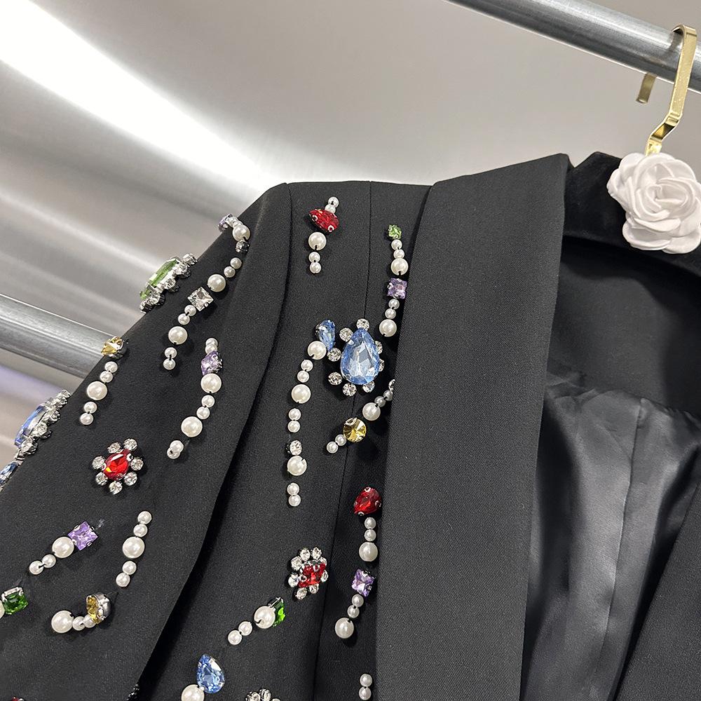 Eleganter Damen Slim-Fit Blazer - Frühjahrskollektion 2026 mit buntem Strass-Design