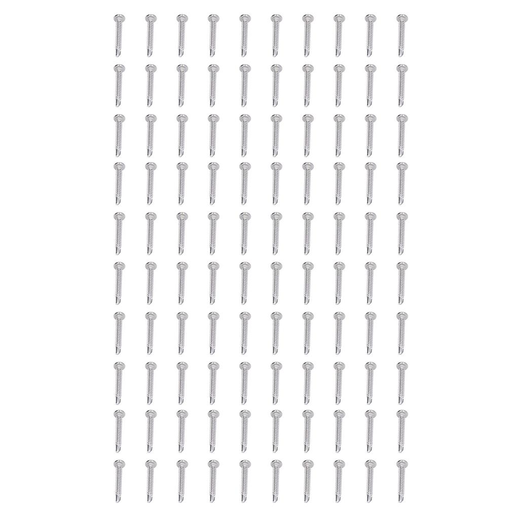 100 Pièces Vis Autoperceuses Acier Inoxydable Cruciforme Tête Ronde M4.2x32 Kit d'Ensemble de Fixations