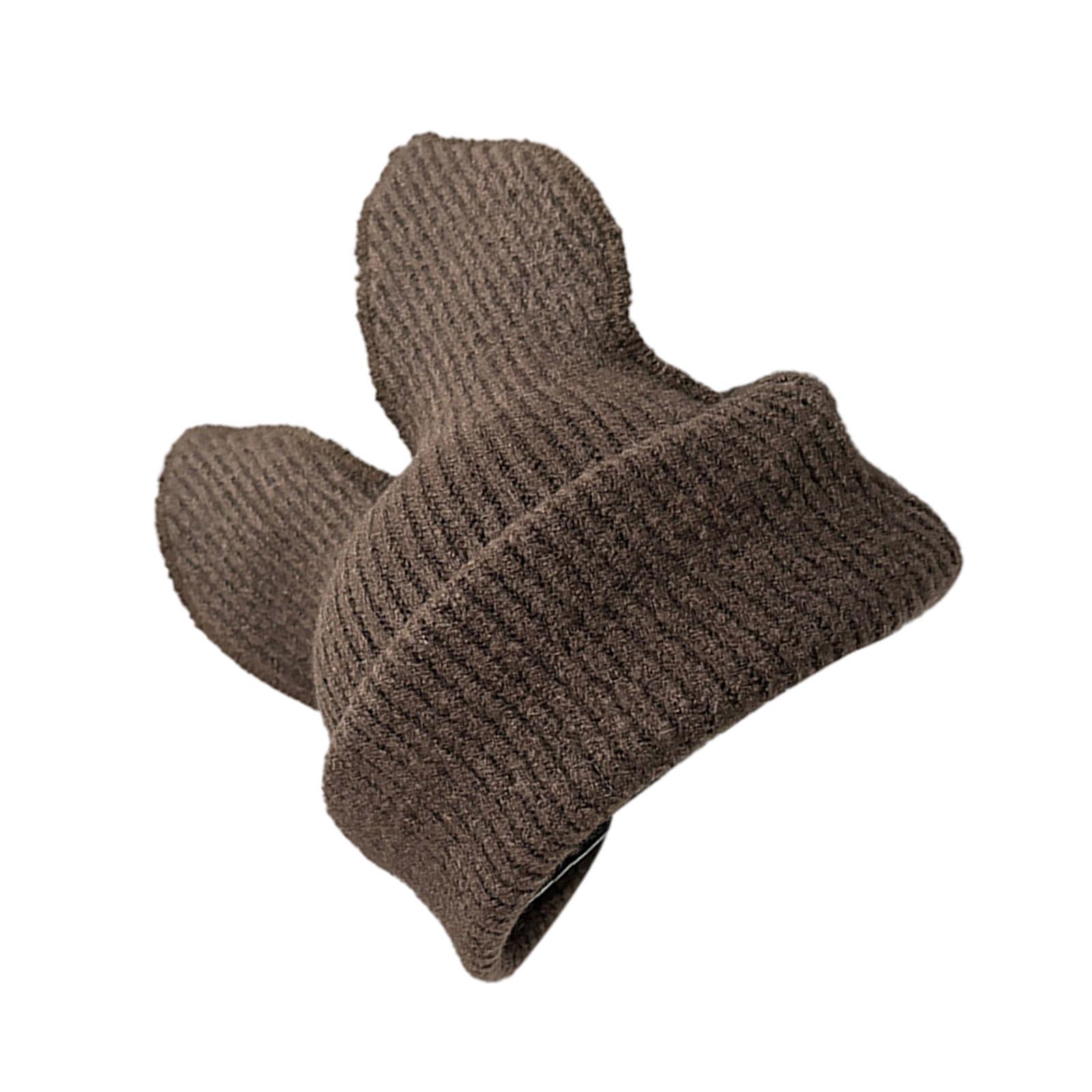 

Lovely Beanies Hat for Female Student Girl Rabbits Ear Hat Winter Warm Hat Daily Use Shopping Hat Outdoor Cycling Headwear коричневий