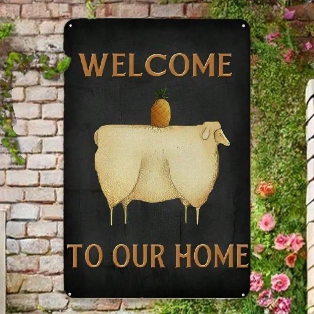 Metal Welcome Sign 12x8 Inch Wall Decor for Home Garden Outdoor Indoor