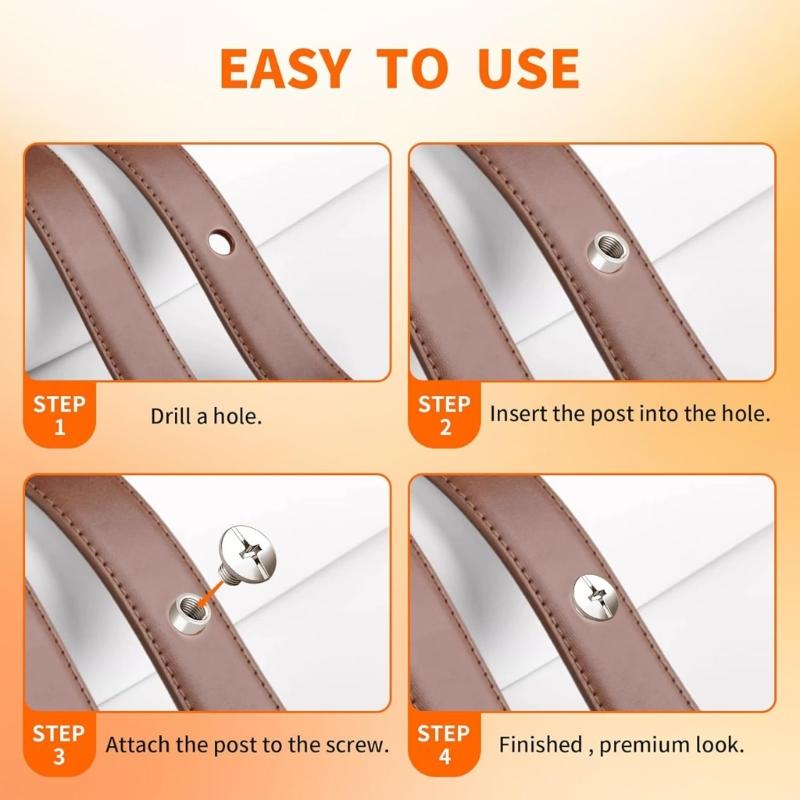 80Pcs Assorted Size Leather Rivets Stainless Steel Binding Screws Fasteners for Leather Working Project Bookbinding