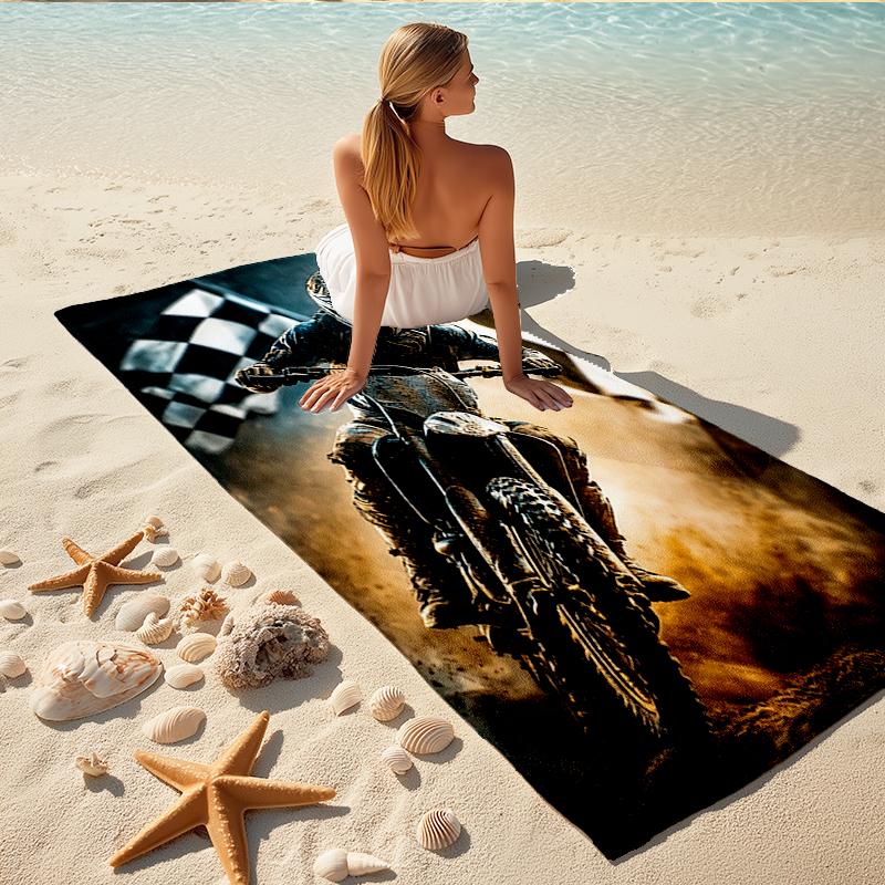 1Pc Dirt Bike Beach Towel, Quick Dry, Multi-Use for Beach Pool Gym Yoga Home Travel, Christmas, Halloween, Xmas Gift Em9285