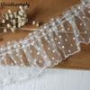 Retro Black/White Mesh Lace Trim Elegant DIY Pleated Lace Trim 6CMx1M Tulle Polka Dot Mesh Ribbon Lolita Decoration