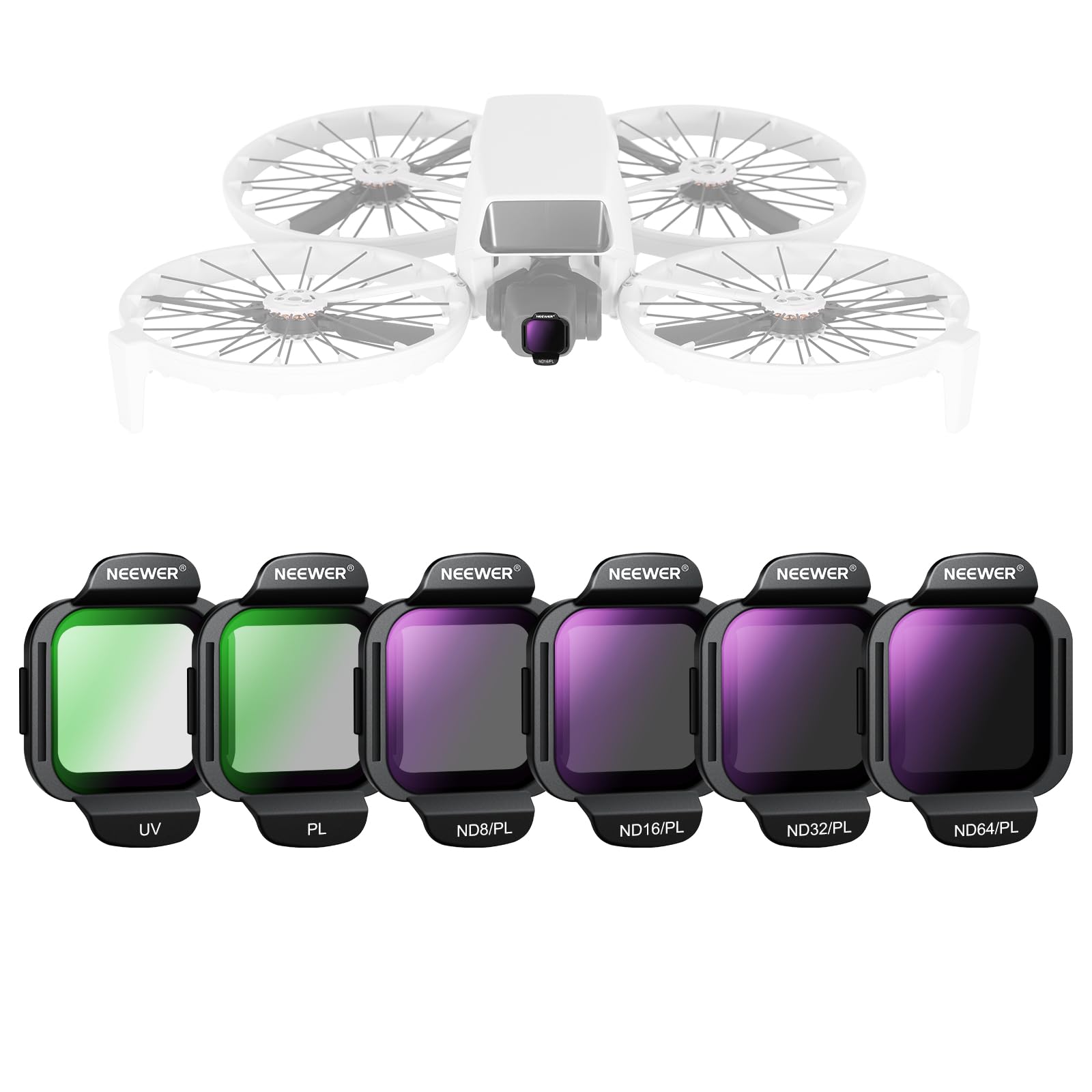 

NEEWER Filter Set Compatible with DJI Flip 6 Pieces PL UV HD Optical Glass Neutral Density Filter Polarizing Filter Drone Lens Filter ND/PL Drone,