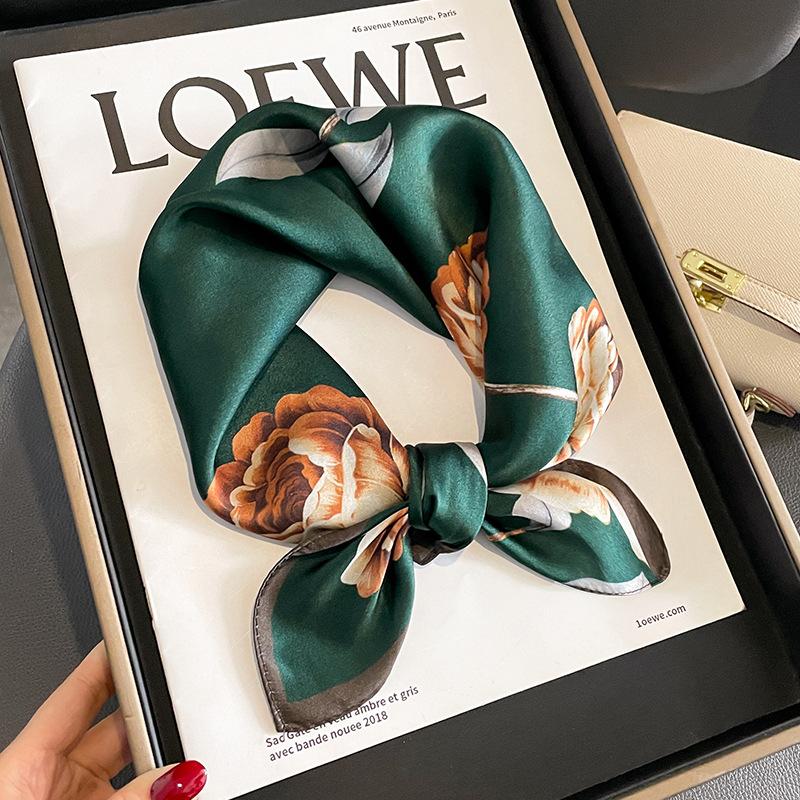 Fashion 100% Real Silk Scarf 53cm Square Bandelet Women's Silk Temperament Small Scarf Neck Decorative Wrap Printed Scarves