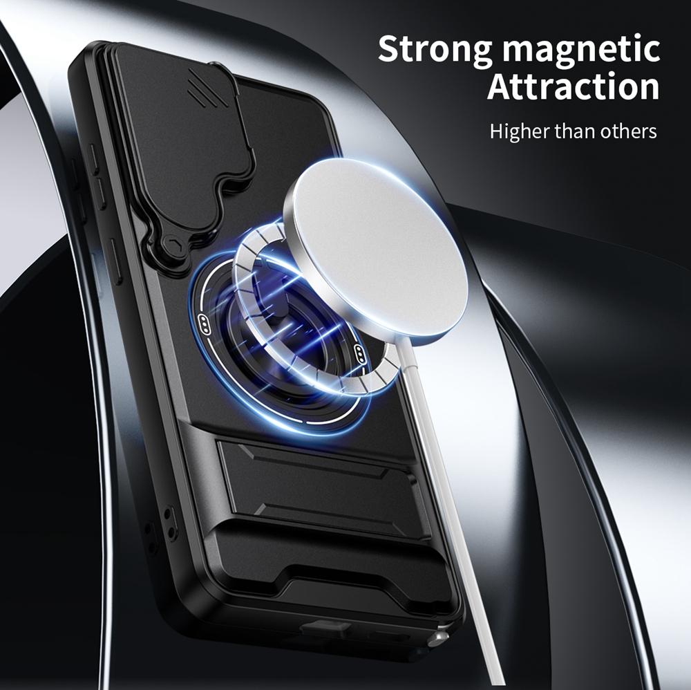 KEYSION Magnetic Phone Case for Samsung Galaxy S25 S26 Ultra S26+ S25 FE Slide Camera Protection Upright Kickstand Ring Shockproof Cover