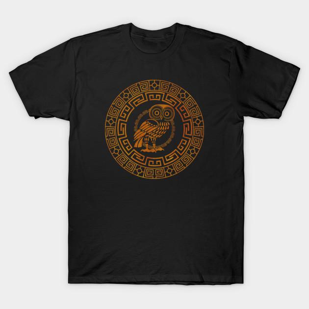 Men Black Print T-shirt Athenian Owl No-Cut Transfer Paper Print Cotton Tshirt 3XL чёрный