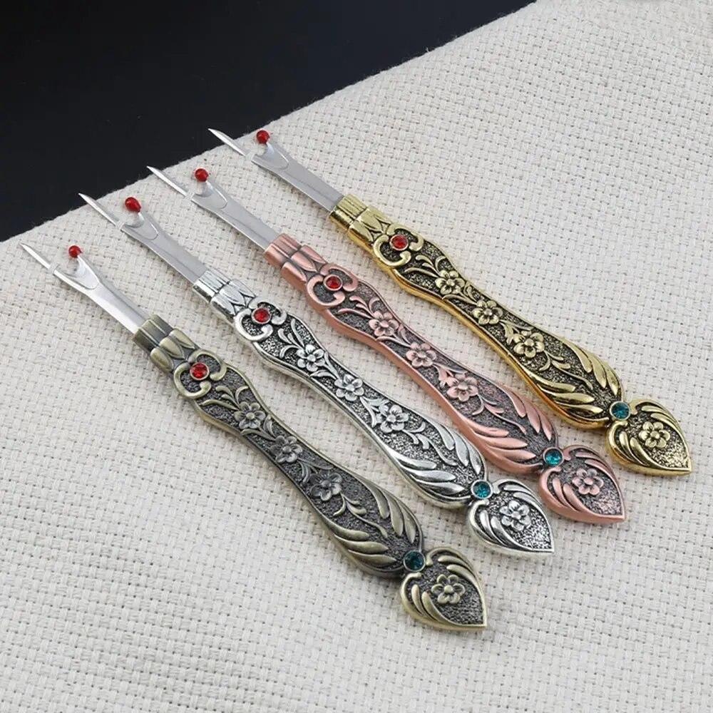 Poignée en alliage de Zinc Vintage, coupe-fil artisanal, découseur de point, dissolvant de fil à coudre, point de croix, travaux d'aiguille