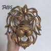 Wall Sculpture for Living Room Lion Sculpture, Resin Retro Bronze Decorative Art, 3D Animal Head Modern Artistic Accents Figurine, Hollow Hanging