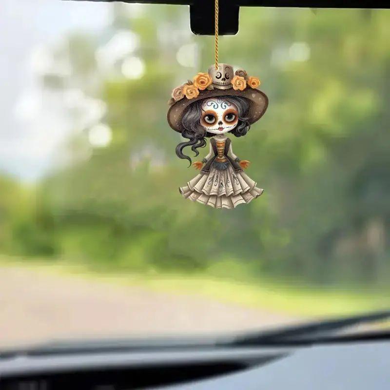 Halloween Terrifying Painted Girl Acrylic Flat Surface Pendant For Decor