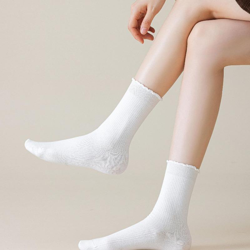 Women's Socks, Grey Lace Boneless White, Antibacterial and Versatile Postpartum Socks