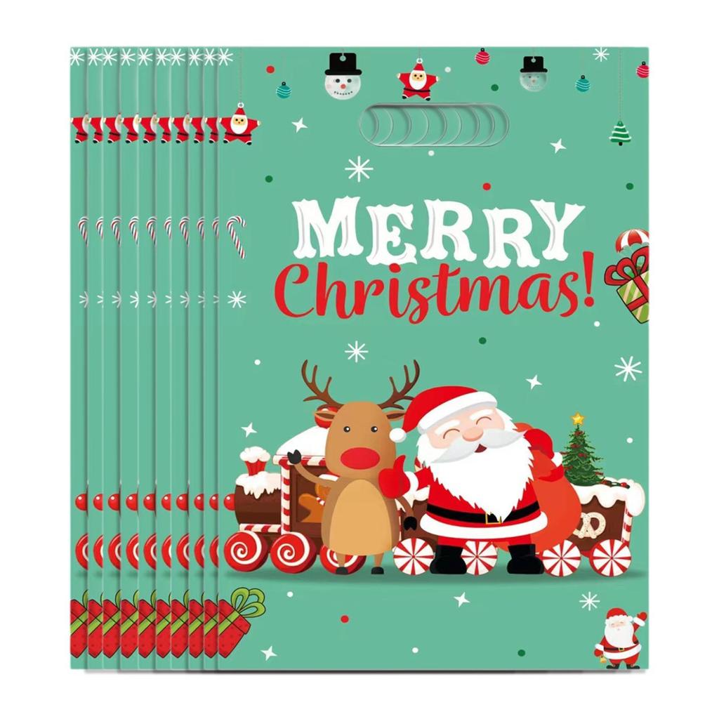 10Pcs Christmas Gift Bag Treat Bag Pouch Handbag for Gifts Wrapping Tote Bag