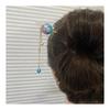 Temari Kanzashi Hairpin with Acrylic Beads, 2-Prong (Miyako Sakura Blue) - Large Transparent Acrylic Beads, Elegant & Cute Japanese Pattern,