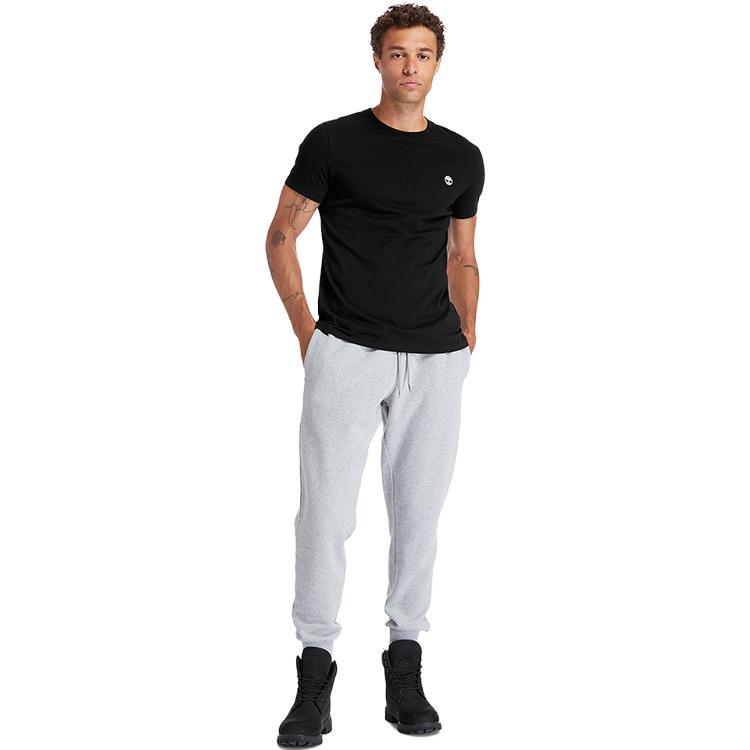 Timberland T Shirts Men's Black Crew Neck Moderate (Unisex) T-Shirts A2EKJ 001