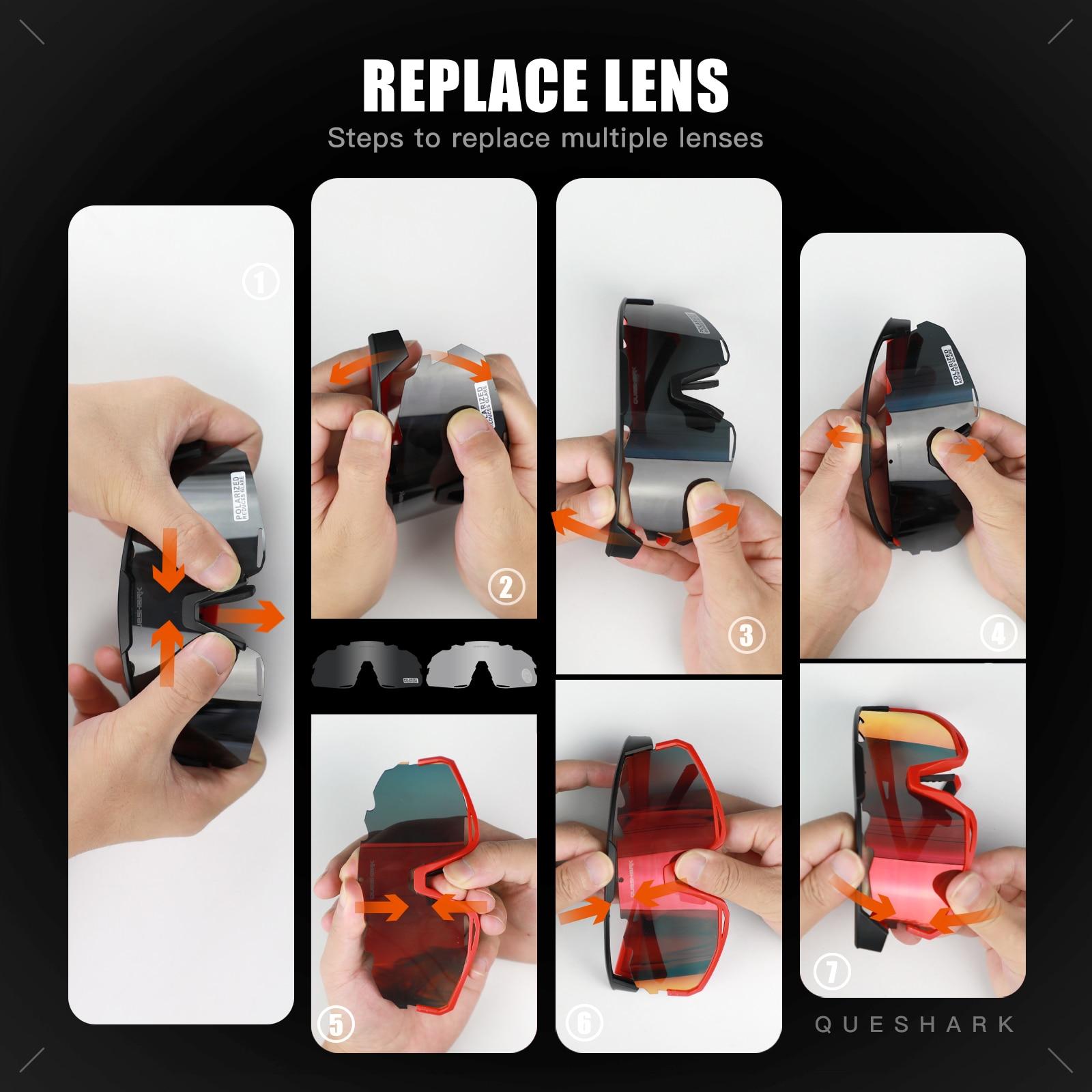 Queshark поляризационные спортивные очки для мужчин и женщин велосипедные солнцезащитные — фото 7