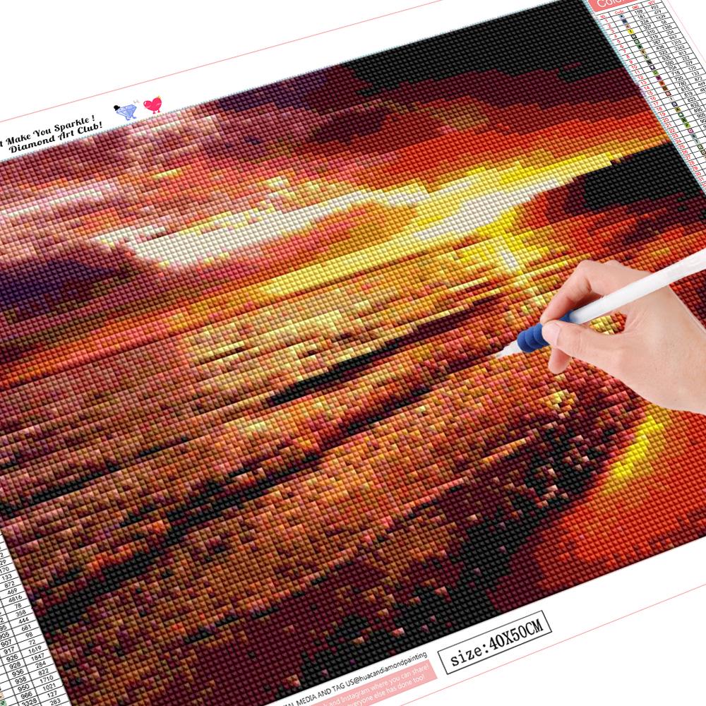 

5D DIY Алмазная картина со стразами, узор, вышивка, мозаика, картина, закат, море, произведение искусства 20*30 cm