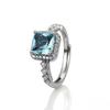 Blue Sugar Cube Women's Adjustable Open Ring - Four-Claw Inlaid Design, Fashion Light Luxury
