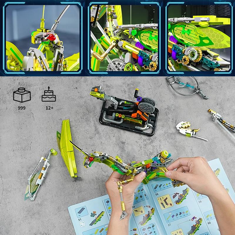 Technical Mechanical Mantis Insect Life Set With light Building Blocks Bricks Animal World Model Assembly Toys for Kid Gifts