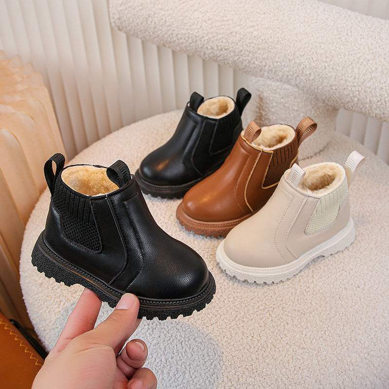 Baby Martin boots 2025 winter new men's and women's boots for 1-6 years old children's 3 casual British style velvet soft-soled boots