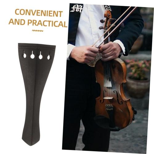 Toyvian Stained Ebony Violin Tailpiece, 4-Hole Replacement Violin Tailpiece, Replacement Violin Part