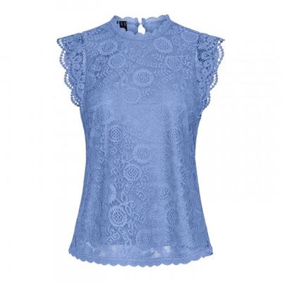 Pieces Womens/Ladies Lace High-Neck Regular Sleeveless Blouse