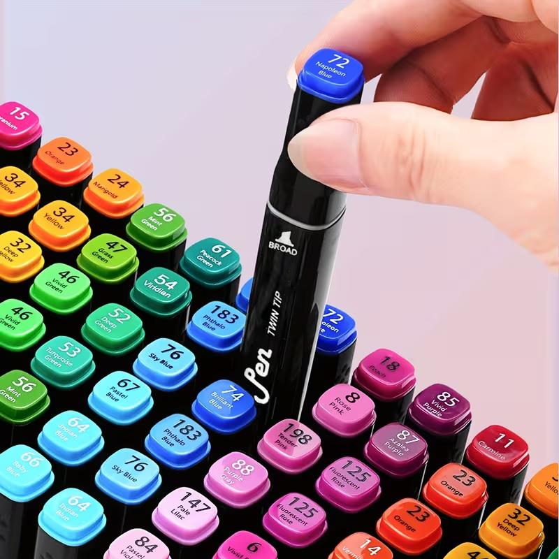 120 Colors Alcohol Markers Set Dual Tip Chisel & Fine Brush Pens Art Supplies for Artists Adults Coloring Book Drawing Sketching