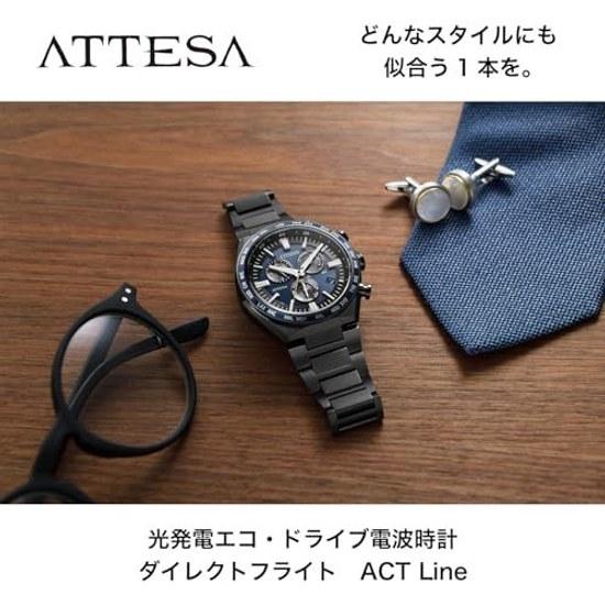CITIZEN Wristwatch ATTESA (Radio-controlled Water-resistant Lightweight) CB5967-66L Chronograph Eco-Drive Black Titanium ACT Line Made Japan Mens Dark